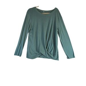 Knot-Front Long Sleeve Tee - Green